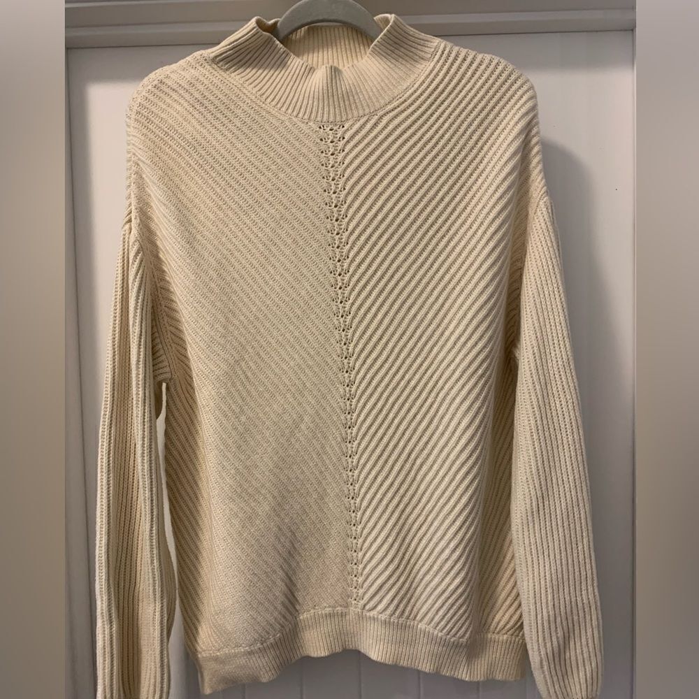 Marine Layer Delaney Cream Ecru Drop Shoulder Sweater Size XL CA Inspired Brand